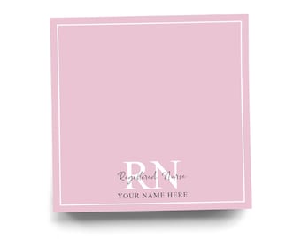 Bloc de notas adhesivas personalizadas para enfermeras registradas. Bloc de notas colorido y personalizado. Regalo de graduación para profesionales de la salud. 50 hojas.