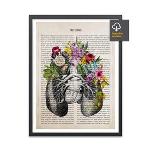 Lungs Flower Anatomy Print, Medical Poster, Respiratory Therapy Gift, Respiratory Therapist and Pulmonologist Gift Idea, Med School