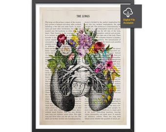 Lungs Flower Anatomy Print, Medical Poster, Respiratory Therapy Gift, Respiratory Therapist and Pulmonologist Gift Idea, Med School
