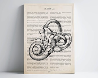 Inner Ear Anatomy Print, Audiology Gift, Hearing Doctor, ENT Gift, Audiologist Graduation Gift , ENT Student Graduation, Medical Print
