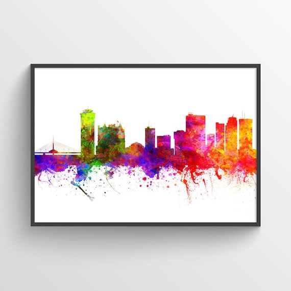 Winnipeg Manitoba Skyline In Color Poster Home Decor Gift Etsy