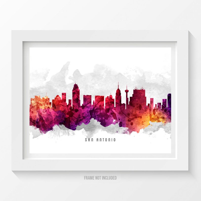San Antonio Skyline Poster San Antonio Cityscape San Antonio Etsy