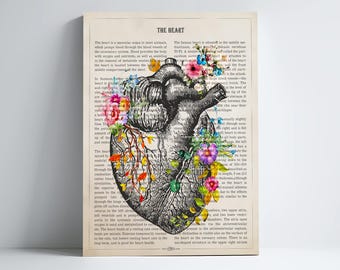 Heart Anatomy with Flowers Print, Cardiologist Gift idea, Cardiology Clinic Decor, Gift for Medical Student, Anatomical Heart Poster