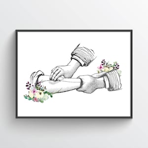 Arm Massage Flower Print, Chiropractor Gift Idea, Masseur and Masseuse Art, Chiropractor art, Holistic Therapist Gift