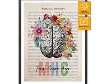 Mental Health Counselor Gift, Personalized Counselor Print, Therapist Wall Art, Psychology Decor, Graduation Gift MHC