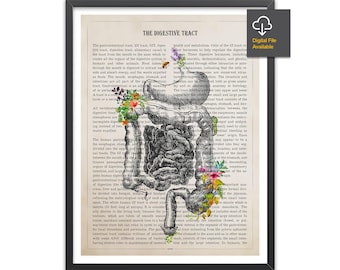 Digestive Tract Anatomy Flower Print, Intestine, Stomach Art, Medical office decor, Gastroenterologist Gift, Colon, Liver, Pancreas