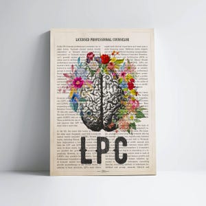 LPC with Flowers Print, Licensed Professional Counselor gift, Mental Health Art, Therapist Office Decor, Counseling Office Decor