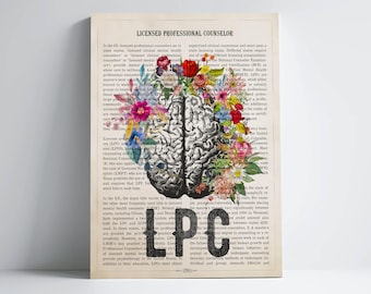 LPC with Flowers Print, Licensed Professional Counselor gift, Mental Health Art, Therapist Office Decor, Counseling Office Decor