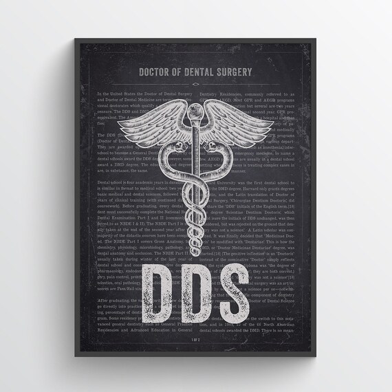 DDS Gift Doctor of Dental Surgery Print Dentist Art Dental Etsy