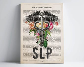 SLP with Flowers Print, Speech Language Pathologist Gift, Gifts for Speech Therapist Graduation, Speech Therapy Office Wall Art