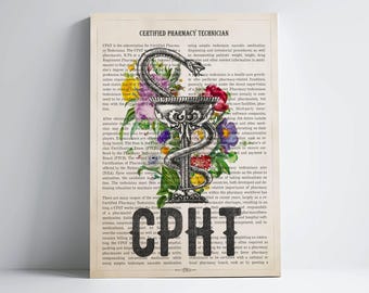 CPHT with Flowers Print, Certified Pharmacy Technician Gift, Gifts for Certified Pharmacy Technician Graduation, CPHT Student Gift
