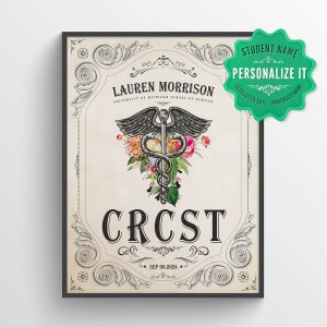 Personalized CRCST with Flowers Print, Certified Registered Central Service Technician Gift, Medical Student Graduation Gift, Healthcare