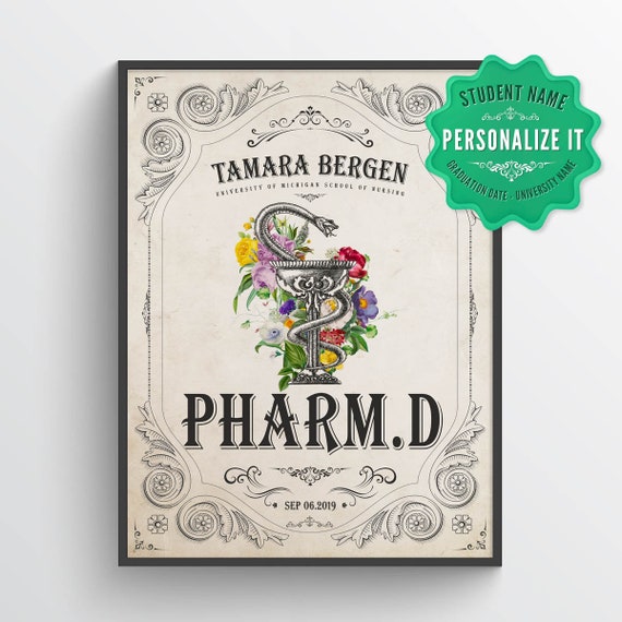 Personalized Doctor of Pharmacy Graduation Gift, PharmD Gift, PharmD Student Gift idea, Custom Pharmacist Art, Pharmacy Art