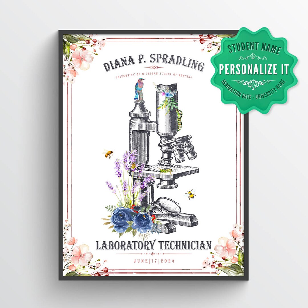 Custom Microscope Graduation Print, Medical, Science and Biology ...
