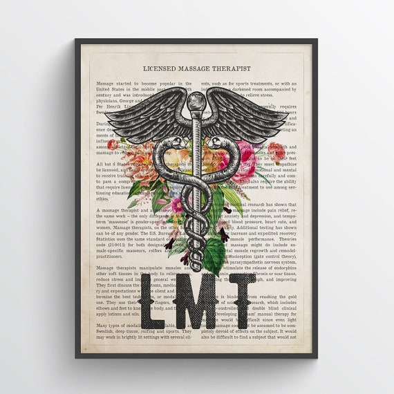 Lmt With Flowers Print Licensed Massage Therapist Gift Etsy
