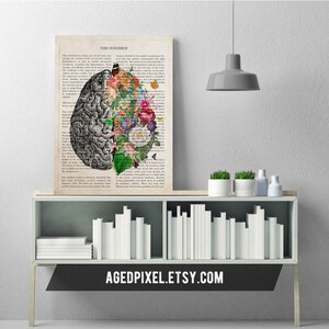 Brain Art Flower Anatomy Print, Psychology, Neurologist gift, Psychologist Gift Idea, Medical Poster, Med School, Medical Decor image 5
