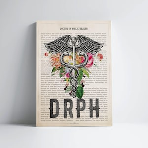 Drph with Flowers Print, Doctor of Public Health Present, Public Health Medical Decor, Drph Student Graduation Gift