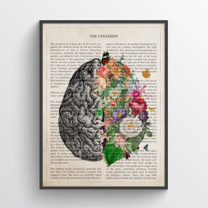 Brain Art Flower Anatomy Print, Psychology, Neurologist gift, Psychologist Gift Idea, Medical Poster, Med School, Medical Decor image 1