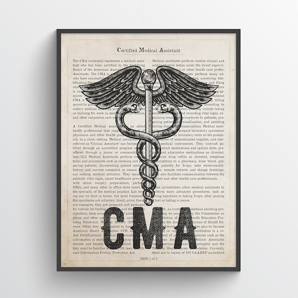 Certified Medical Assistant Gift, CMA Gift, Medical Assistant Graduation Gift, Medical Poster, Medical School Gift, Clinical Assistant