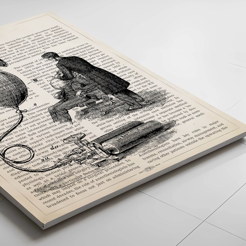 Peut inclure: Une illustration en noir et blanc d'un m&eacute;decin administrant une anesth&eacute;sie &agrave; un patient. L'illustration est tir&eacute;e d'un manuel m&eacute;dical ancien et montre divers &eacute;quipements m&eacute;dicaux, dont un masque &agrave; gaz, une seringue et un sac d'anesth&eacute;sique.
