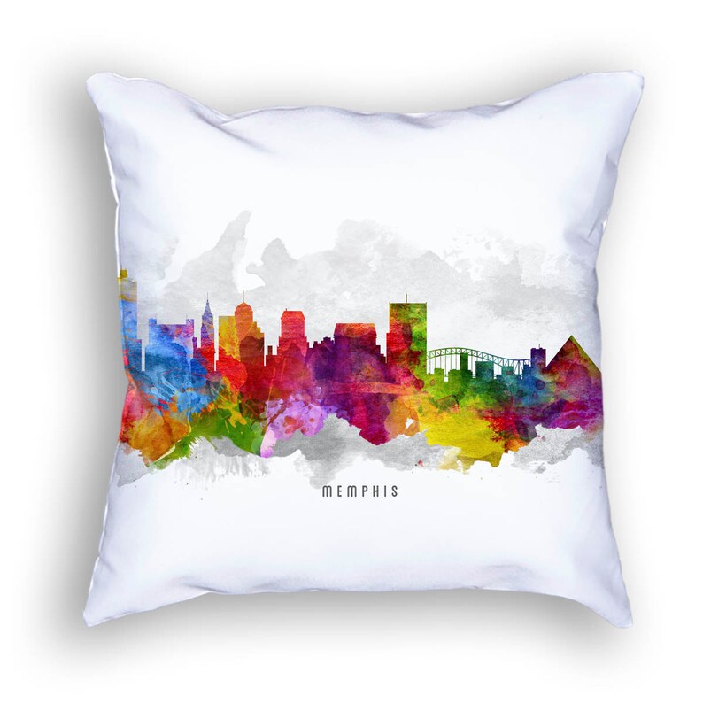 Memphis Tennessee Skyline Pillow Memphis Cityscape Memphis Etsy