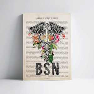 Bachelor of Science in Nursing Gift idea, BSN with flowers Print, Nursing Graduation Gift, Nurse Gift, BSN Graduation Decor