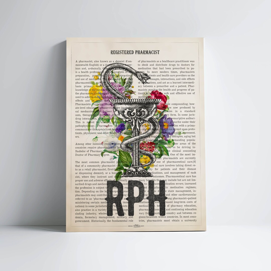 RPH With Flowers Print, Registered Pharmacist Gift, Gifts for ...