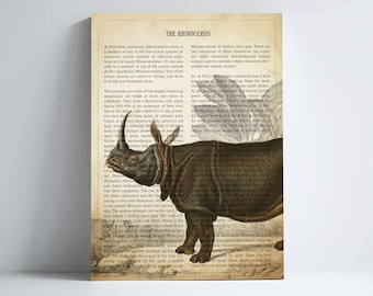 Vintage Rhinoceros Print, Safari Painting, Rhino Illustration, Rhino Art Decor, Antique Animal Drawing, Zoo animals, Natural History