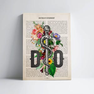 DO with Flowers Print, Doctor of Osteopathy Gift, Gifts for Osteopathic Doctor Graduation, Osteopathic Medicine Clinic Wall Art
