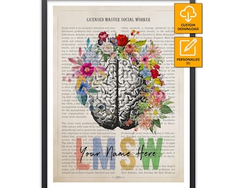 Licensed Master Social Worker Print, LMSW Wall Art, Social Worker Gift, MSW Personalized Poster, Social Work Decor