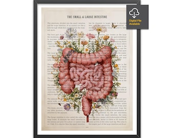 Intestine Anatomy Flower Print, Gastroenterologist Gift, Small intestine & large intestine, digestive health, Digestive system Clinic Decor