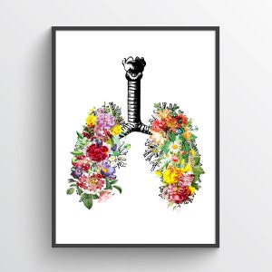 Lungs Anatomy Flower Print, Medical Poster, Respiratory Therapy Gift, Respiratory Therapist and Pulmonologist Gift Idea, Med School