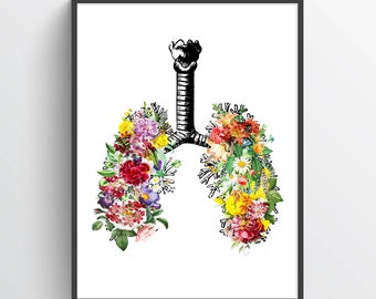 Lungs Anatomy Flower Print, Medical Poster, Respiratory Therapy Gift, Respiratory Therapist and Pulmonologist Gift Idea, Med School