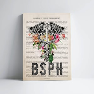 BSPH with Flowers Print, Bachelor of Science in Public Health Gift Idea, Graduation gift for BSPH Student, BSPH Clinic Medical Decor