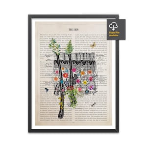 Skin Anatomy Flower Print, Dermatologist Gift, Dermatology Skin Care, Epidermis art, Medical Student Gift, Histology Art