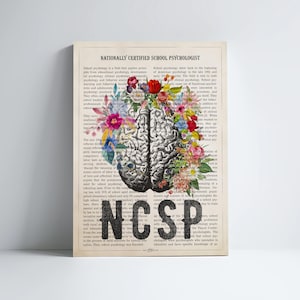NCSP with Flowers Print, Nationally Certified School Psychologist Gift, Gift for Counselor, NCSP Graduate Present, Mental Health