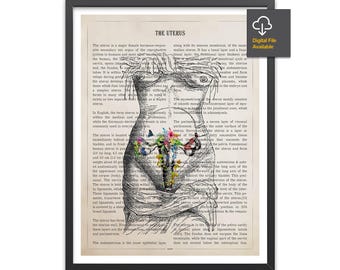 Uterus Flower Anatomy Print, Female Reproductive System, Pregnancy Gift, Womb Art, Ovaries Gynecologist Decor, Medical Student Graduation