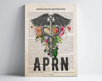 APRN with Flowers Print, Advanced Practice Registered Nurse Gift, Nurse Practitioner Gift, Nurse graduation Wall Art, APRN graduation Decor