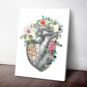 Heart Flower Anatomy Print, Cardiologist Gift idea, Cardiology Decor, Health Care Professional, Medical Decor, Human Heart Poster image 3
