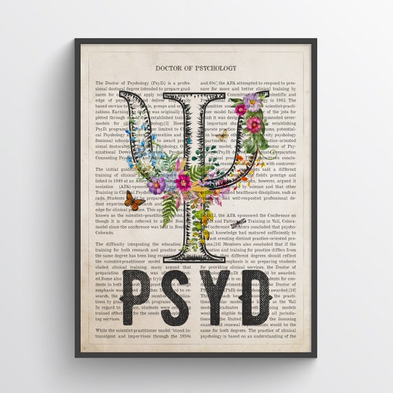 PSYD With Flowers Printdoctor of Psychology Gift Clinical Etsy