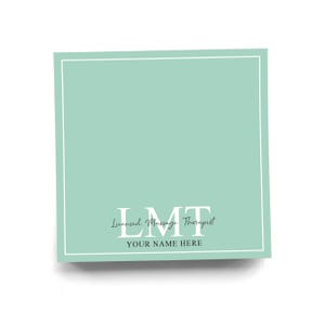 Personalized LMT Sticky Note for Licensed Massage Therapist Note Pad Colorful Custom Graduation Gift for Health Professional 50 Sheets