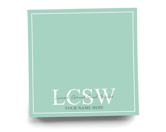 Personalized LCSW Sticky Note for Licensed Clinical Social Worker Note Pad Colorful Custom Gift for Mental Health Professional 50 Sheets