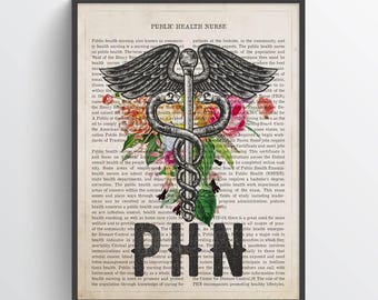 PHN with Flowers Print, Public health nursing Present, PHN Student Graduation, Public health nurse Pinning Ceremony, Medical Decor