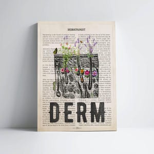 DERM Skin Anatomy Flower Print, Dermatologist Gift, Gifts for DERM Graduation, Cosmetic Nurse & Skin doctor Clinic Wall Decor