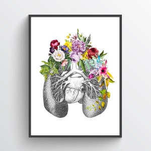 Lungs Anatomy Flower Print, Medical Poster, Respiratory Therapy Gift, Respiratory Therapist and Pulmonologist Gift Idea, Med School