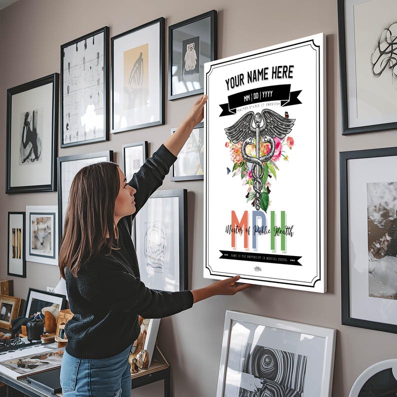 Personalized MPH Print With Caduceus Flower for Master of Public Health ...