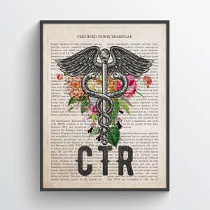 CTR with Flowers print, Certified Tumor Registrar Gift, CTR Gift Idea, Certified Tumor Registrar graduation Medical Wall Art Decor
