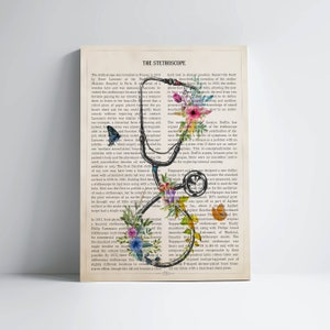 Stethoscope with Flowers Print, Nurse Gift, Doctor Gift, Medical Student Gift, Doctor Graduation Gift, Nurse Graduation, Doctor Office Decor