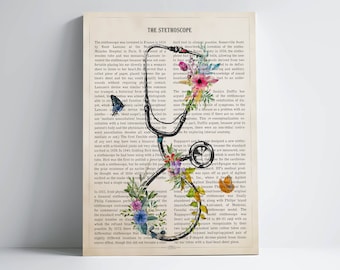 Stethoscope with Flowers Print, Nurse Gift, Doctor Gift, Medical Student Gift, Doctor Graduation Gift, Nurse Graduation, Doctor Office Decor