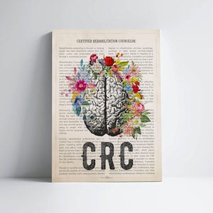 Certified Rehabilitation Counselor Graduation gift, CRC with Flowers Print, Office Decor for Rehabilitation & Mental Health Counselors